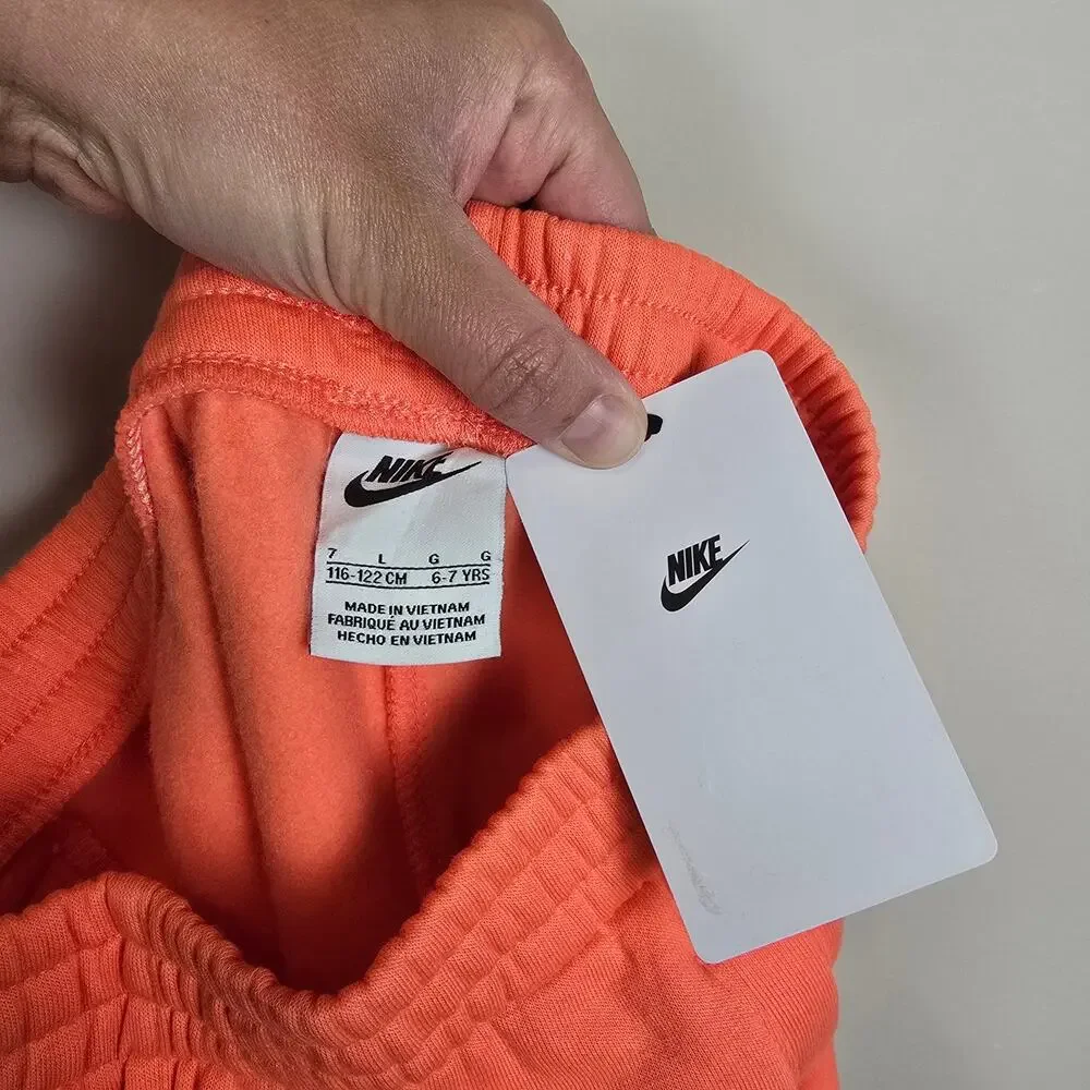 Nike Sportswear Club Fleece Kids Size 7 Joggers Sweatpants Light Wild Mango